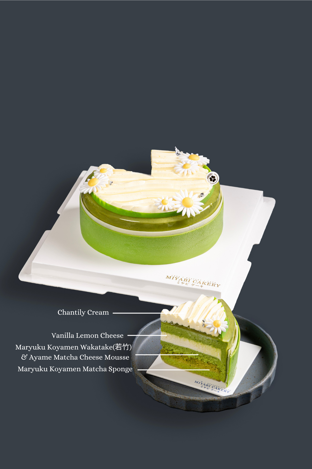MATCHIRU - Matcha slice view | Miyabi Cakery