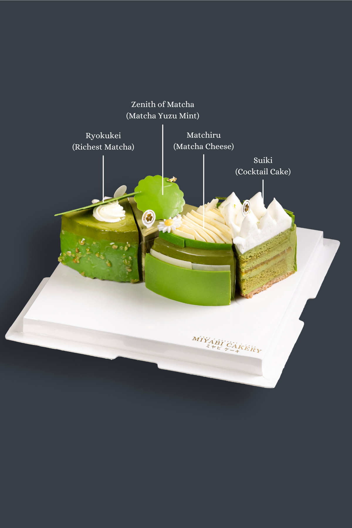 MATCHA 4 in 1 - Matcha slice view | Miyabi Cakery